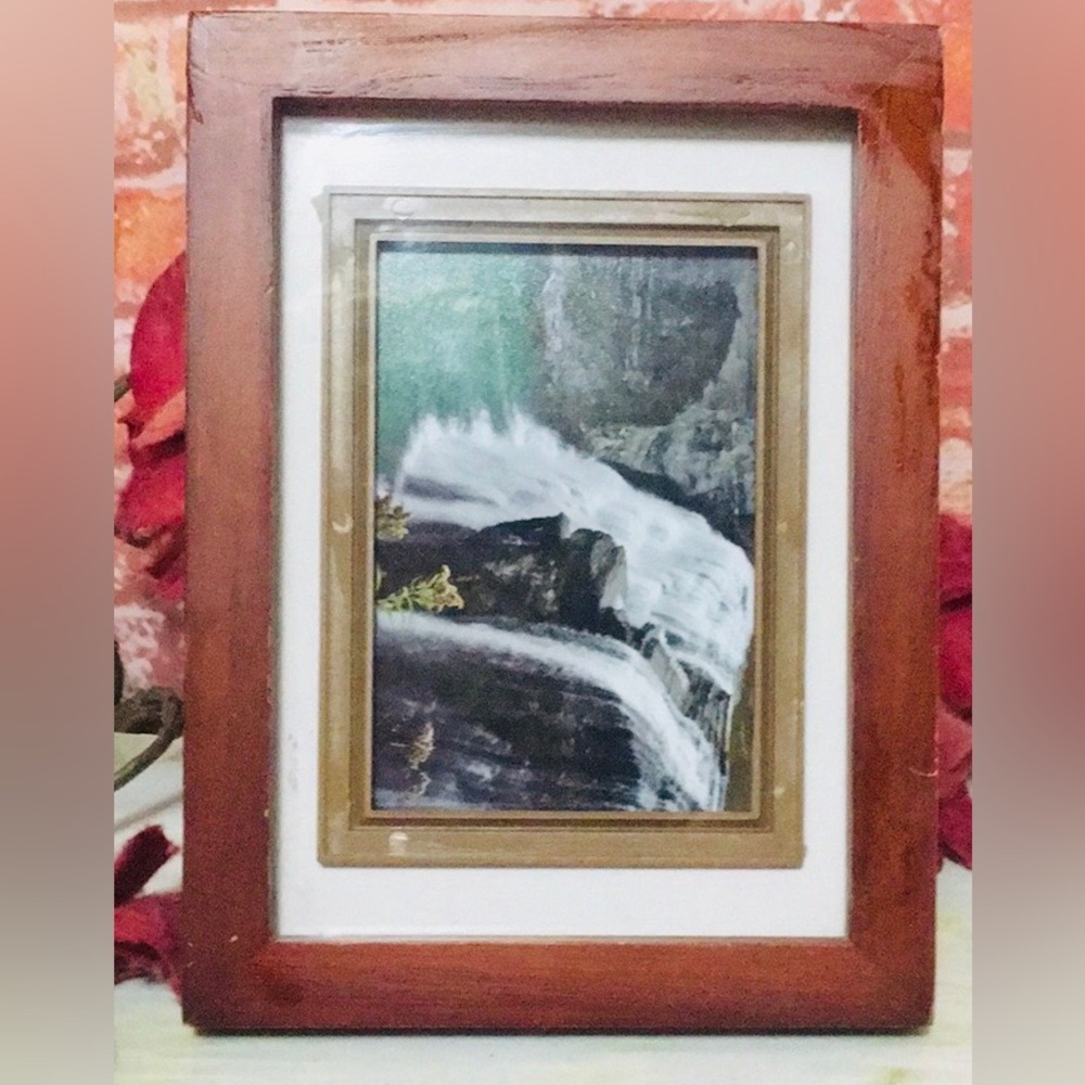 Small Original Water on Rock Framed Oil Painting